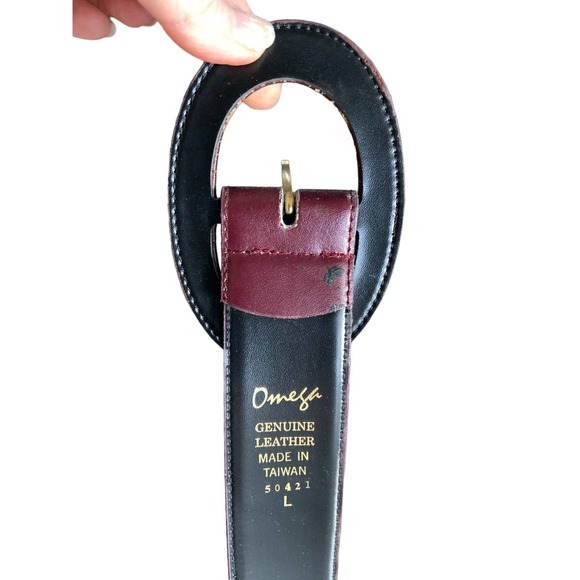Womens Vintage Omega Genuine Leather Belt 5 Holes Size L
